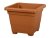 Posuda za cvijeće QUADRATO plastična terakota 14x14x11cm - kvadratasta plastična posuda u terakota boji s dekorativnim rebrima i nožicama na donjoj strani