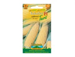 TAURIS F1 sweet corn seed package with colorful cover displaying yellow corn ears, green leaves and variety information