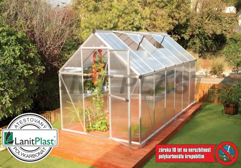 Skleník Mythos - typ 6x12, rozměry 1,85 x 3,66 m (stříbrná)