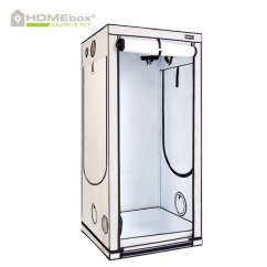 Bílý pěstební stan Homebox Ambient Q100+ o rozměrech 100x100x220cm s kovovým rámem, reflexní vnitřní stěnou a ventilačními otvory Bílý pěstební stan Homebox Ambient Q100+ o rozměrech 100x100x220cm s kovovým rámem, reflexní vnitřní stěnou a ventilačními otvory