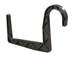Gancio metallico nero per fioriera rotondo 15cm con motivo geometrico a triangoli, forma ricurva per appendere a ringhiera o finestra, set da 2 pezzi