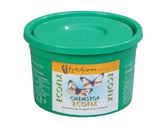 Chemstopecofix 250ml lep pro přípravu lapačů - zelená plastová nádoba s víkem a barevným etiketem s motýly, určený k výrobě lepových pastí
