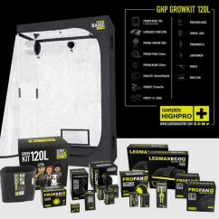 Pěstební komplet GARDEN HIGH PRO GROWKIT 120L s bílým boxem 120x60x180cm, LED osvětlením, ventilátory a dalším vybavením na černém pozadí Pěstební komplet GARDEN HIGH PRO GROWKIT 120L s bílým boxem 120x60x180cm, LED osvětlením, ventilátory a dalším vybavením na černém pozadí