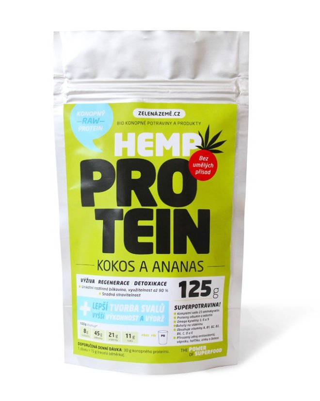 Konopný protein kokos s ananasem 125g, Zelená Země