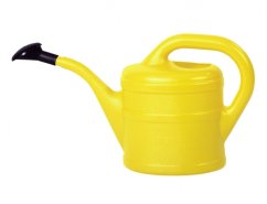 Innaffiatoio plastica con rosa giallo 1l - moderna annaffiatoia in plastica gialla con beccuccio lungo e rosa nera per irrigazione delicata