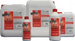 Taniche di plastica bianche Hesi Root Complex 5l in varie dimensioni con etichette rosse, stimolatore radicale per tutti i mezzi di coltivazione