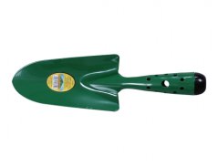 Paletta da giardino verde con manico in plastica e lama metallica, adatta per piantare e trapiantare piante in giardino