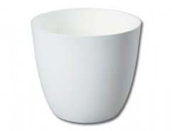 Maceta de plástico blanca redonda PATRICIE de 18 cm de diámetro y 16 cm de altura con superficie lisa para cultivo de plantas de interior