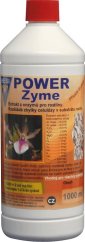 Bouteille plastique blanche avec bouchon rouge contenant Hesi PowerZyme 1l, préparation enzymatique pour plantes avec étiquette orange