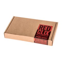 Comandante Red Clix v hnědé kartonové krabičce s červeným nálepkovým označením a logem značky na bílém pozadí