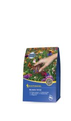 BLUMEN-WIESE virágmező csomag kék csomagolásban, sokszínű virágok fotójával, 25m2-re elegendő