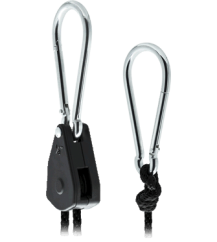 GHP PROHanger XL závěsný systém s kovovými karabinami a černými kladkami, délka lana 1,5 metru, nosnost 68kg pro zavěšení filtrů