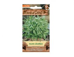 Paquete de semillas de salvia medicinal MaravoSeed con diseño naranja-marrón, mostrando hojas verdes de la hierba y texto en checo