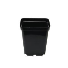 Černý čtyřhranný plastový květináč TEKU 10x10x11cm s odvodními otvory na spodní části, objem 0,70L, určený pro pěstování rostlin