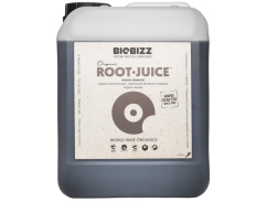 BioBizz Root-Juice 5l kanystr s bílým víčkem obsahující tmavou tekutinu pro stimulaci kořenů, organické hnojivo s béžovým etiketou