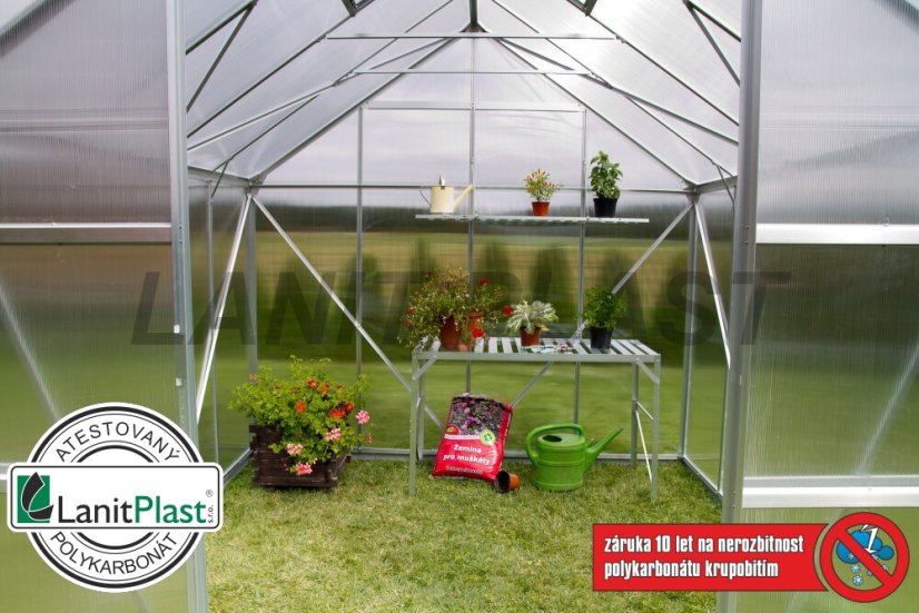 Skleník Uranus 9900 - rozměry 2,57 x 3,83 m (stříbrná 6mm)