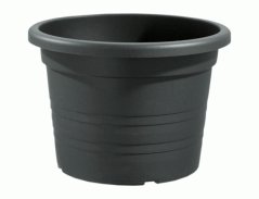 CILINDRO-muovinen kukkaruukku antrasiitinharmaa, pyöreä, uritettu pinta, 16 cm halkaisija, 11 cm korkeus, sopiva sisä- ja ulkokäyttöön