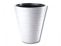 Obal na květník SAHARA plastový bílý d30x34cm