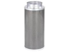 Rhino Filter HOBBY 1125m3/h 200mm - šedý kovový cylindrický uhlíkový filtr s perforovanou stěnou a hliníkovými přírubami pro hobby pěstování Rhino Filter HOBBY 1125m3/h 200mm - šedý kovový cylindrický uhlíkový filtr s perforovanou stěnou a hliníkovými přírubami pro hobby pěstování