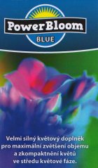 PowerBloom BLUE květový doplněk v modré krabičce s barevnými květy na zeleném pozadí pro maximální zvětšení objemu a zkompaktnění PowerBloom BLUE květový doplněk v modré krabičce s barevnými květy na zeleném pozadí pro maximální zvětšení objemu a zkompaktnění