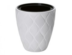 Obal na květník FLOW plastový bílý d39x42cm