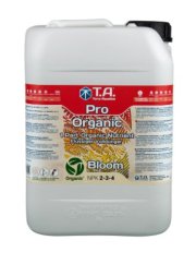 Bílý plastový kanystr T.A. Pro Organic Bloom 10l s červeným štítkem, organické hnojivo pro květové období s NPK 2-3-4 složením