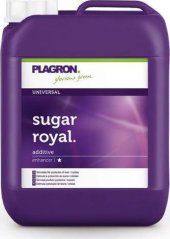 Fialový plastový kanystr Plagron Sugar Royal 20L s bílým popiskem a zeleným logem, univerzální květový stimulátor pro podporu tvorby cukrů
