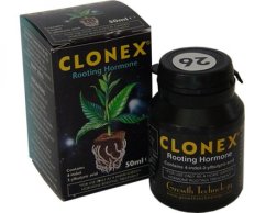 Clonex gél 50ml gyökérstimulálóval - fekete doboz növénnyel és fekete üveg gél dugványozáshoz és növénytelepítéshez