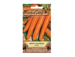 Paket sjemenja mrkve polorana Sylva od MoravoSeed s narančastim korijenom povrća na pakiranju, sadrži 1300 sjemenki nantskog tipa Paket sjemenja mrkve polorana Sylva od MoravoSeed s narančastim korijenom povrća na pakiranju, sadrži 1300 sjemenki nantskog tipa