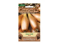 Spring onion seed pack Tosca MoravaSeeds with yellow oblong onion image on brown packaging, contains 200 seeds