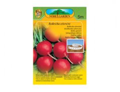 Radish seed tape packaging Lada 5m with image of red round radishes and yellow-green design of Nohel Garden brand