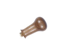 Brauner Holzgriff Heavy Tamper Classic aus Nussholz mit glänzender Oberfläche und M10-Metallgewinde an der Unterseite Brauner Holzgriff Heavy Tamper Classic aus Nussholz mit glänzender Oberfläche und M10-Metallgewinde an der Unterseite
