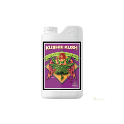 Advanced Nutrients Kushie Kush 1L - bílá plastová lahev se speciálním květovým doplňkem hnojiv, fialový štítek s ilustrací ženy