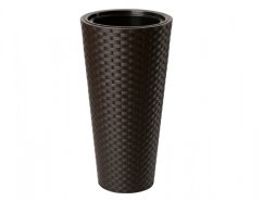 Obal na květník RATTANA SLIM plastový tmavě hnědý d30x59cm