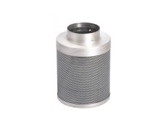 Stříbrný cylindrický uhlíkový filtr Rhino Filter PRO s perforovaným povrchem, průměr 150mm, výkon 1000m3/h pro neutralizaci pachů a VOC Stříbrný cylindrický uhlíkový filtr Rhino Filter PRO s perforovaným povrchem, průměr 150mm, výkon 1000m3/h pro neutralizaci pachů a VOC