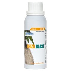Botanicare Rhizo Blast kořenový booster v šedé plastové láhvi s bílým víčkem, objem 275ml, na etiketě obrázek kořenů stromu