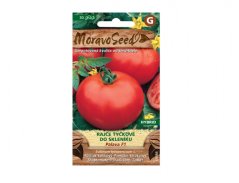 Пакет насіння томатів стовпчикових PALAVA F1 від Moravo Seeds з червоною упаковкою, на якій зображені стиглі круглі червоні томати Пакет насіння томатів стовпчикових PALAVA F1 від Moravo Seeds з червоною упаковкою, на якій зображені стиглі круглі червоні томати