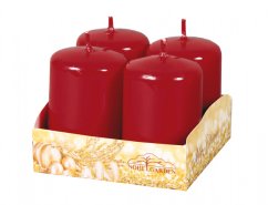 Candele dell'Avvento rosse verniciate d4x6cm in confezione da 4 pezzi, poste in supporto cartaceo dorato con motivo natalizio e logo Nuit Garden Candele dell'Avvento rosse verniciate d4x6cm in confezione da 4 pezzi, poste in supporto cartaceo dorato con motivo natalizio e logo Nuit Garden