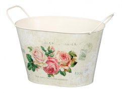 Set truhlíků KVĚTY RŮŽE s uchy plechový 22,26,30cm 3ks