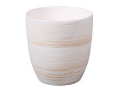 Bílý keramický obal na květník KODET STRIP se zlatým žíháním, lesklý povrch s horizontálními pruhy, průměr 20cm, výška 21cm