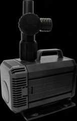 Czarna pompa cyrkulacyjna NEPTUNE 3000 z plastikową obudową i króćcem wylotowym, wydajność 3000 litrów na godzinę do nawadniania ogrodowego