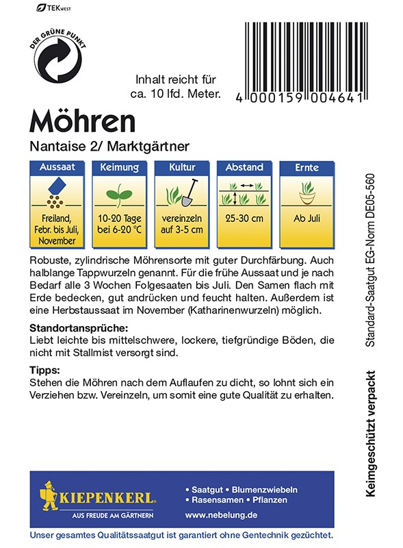 Mrkev Nantaise 2 Marktgärtner - semena mrkve
