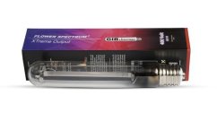 Žarulja GIB Lighting Flower Spectrum XTreme Output 600W HPS u prozirnoj staklenoj cijevi s navojem, pored ljubičasto-crvene kutije s tekstom Žarulja GIB Lighting Flower Spectrum XTreme Output 600W HPS u prozirnoj staklenoj cijevi s navojem, pored ljubičasto-crvene kutije s tekstom