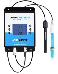Digital pH och EC-mätare AquaMaster Tools P700 PRO2 med blå LCD-skärm, svart fodral och anslutna sonder för vattenkvalitetsmätning