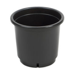 Černý kulatý plastový květináč TEKU s objemem 18 litrů, rozměry 33x29,5cm, s odvodňovacím otvorem ve spodní části pro pěstování rostlin