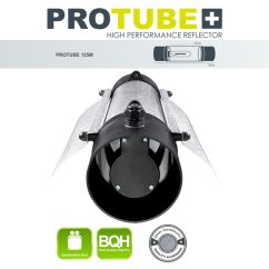 Skärm med ventilation PROTUBE 125M med svart cylindrisk reflektor och silver reflekterande material, diameter 125mm, högkvalitativ aluminium med Pearl-teknologi