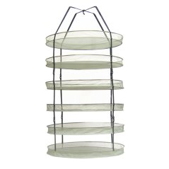 Drynet Homebox kuivaamisverkko, 90cm halkaisija, 6 kerrosta vihreää verkkoa, musta metallinen kehys ripustuskoukulla Drynet Homebox kuivaamisverkko, 90cm halkaisija, 6 kerrosta vihreää verkkoa, musta metallinen kehys ripustuskoukulla
