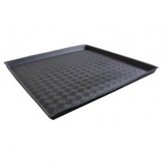Musta muovinen Flexi Tray Deep 100 -alusta liukuesteellä, koko 100x100x10cm, syvä allas hydroponikkaan ja ruukkuihin