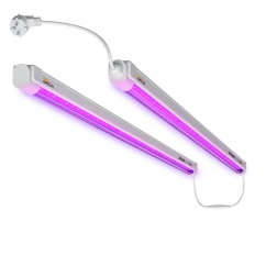 DIMLUX LED XPLORE SERIES UV ADD-ON 2x25W - dva bílé podlouhlé LED panely s fialovým UV světlem propojené kabelem pro pěstování rostlin