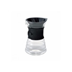 Hario V60 Drip Decanter kirkas lasinen decanter, mustamuovinen suodatinpidike ja musta silikoninen nauha suodatetun kahvin valmistukseen